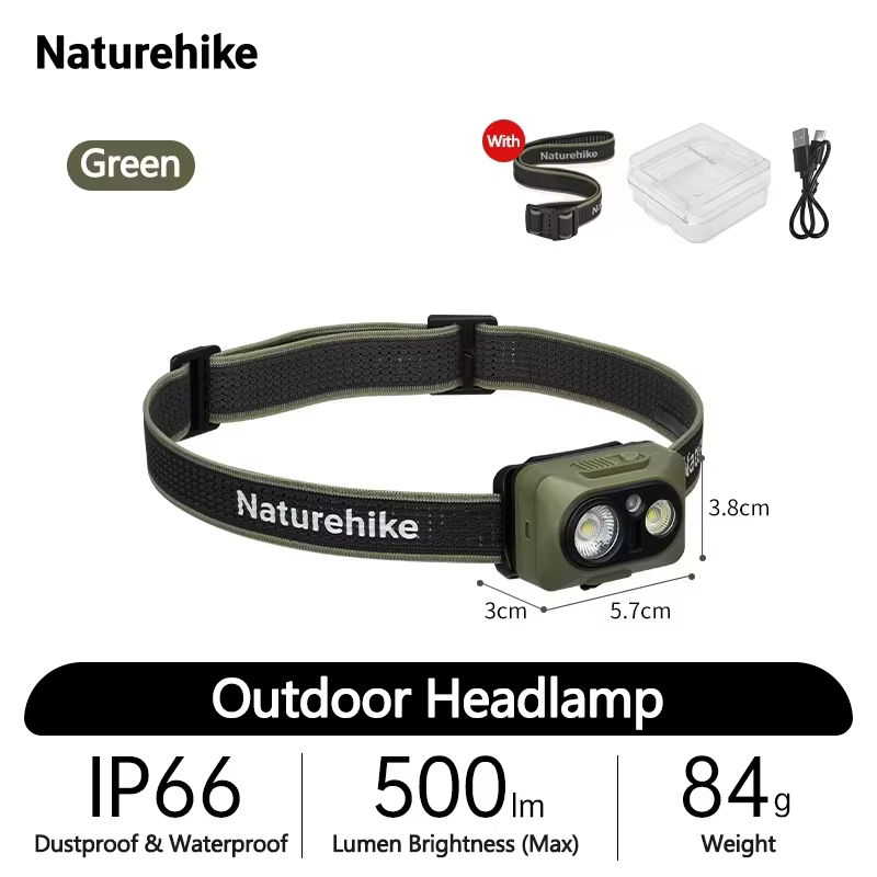 Lampe frontale de camping Naturehike à induction intelligente, lumière LED pour la randonnée en plei