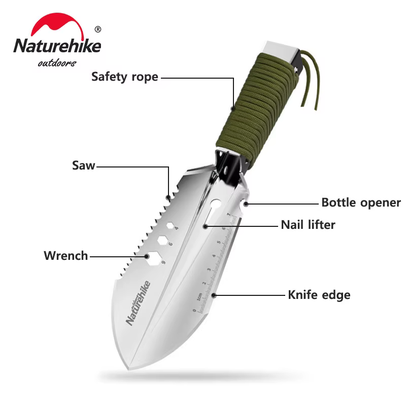 Natureifa-Pelle de camping multifonctionnelle pour l'extérieur, pelle de randonnée, outil d'urgence