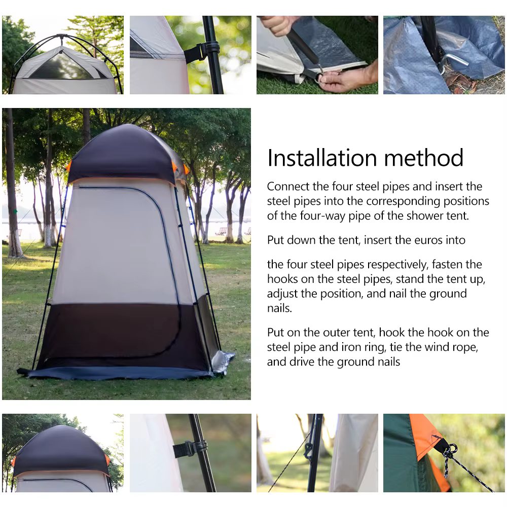 Tente de douche Portable pour l'extérieur, abri solaire Double couche pour Camping, Dressing, vestia