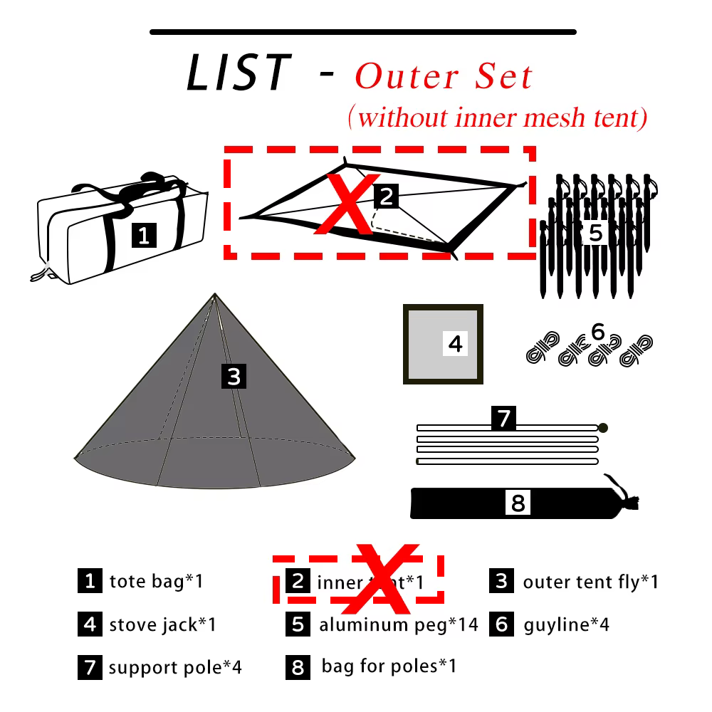 Tente pyramide légère avec trou de cheminée, tipi de Camping en plein air, étanche, Tipi pour 1 pers