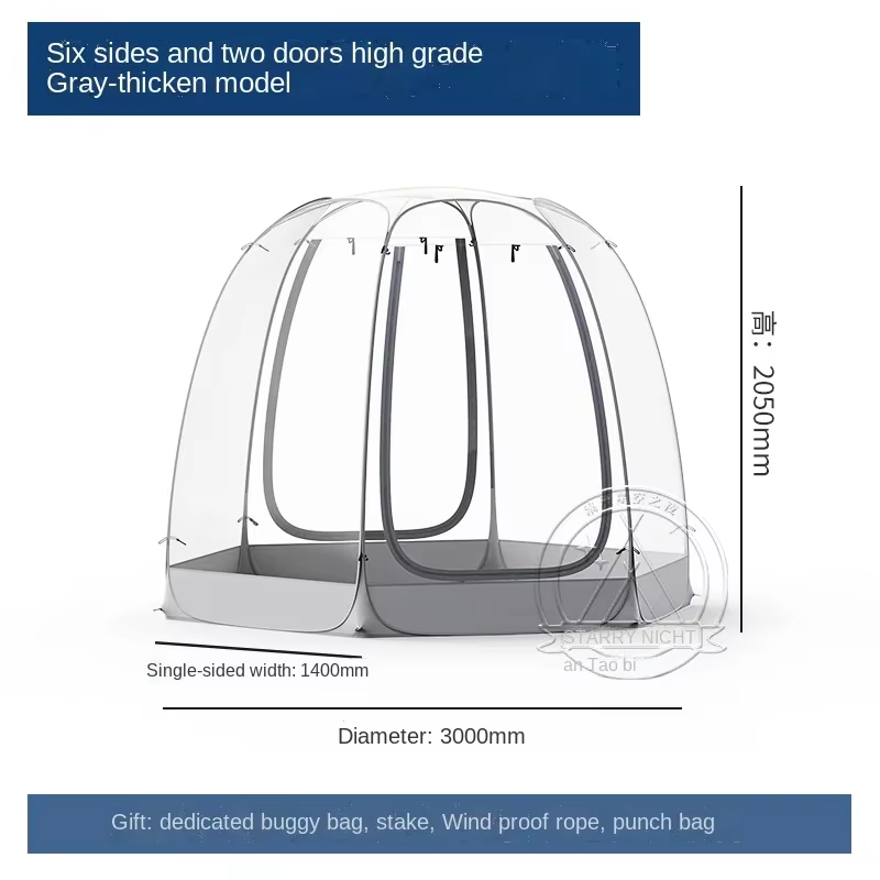 Tente d'extérieur portable pliante ciel étoilé, tente de camping transparente, tente épaissie Rain-V