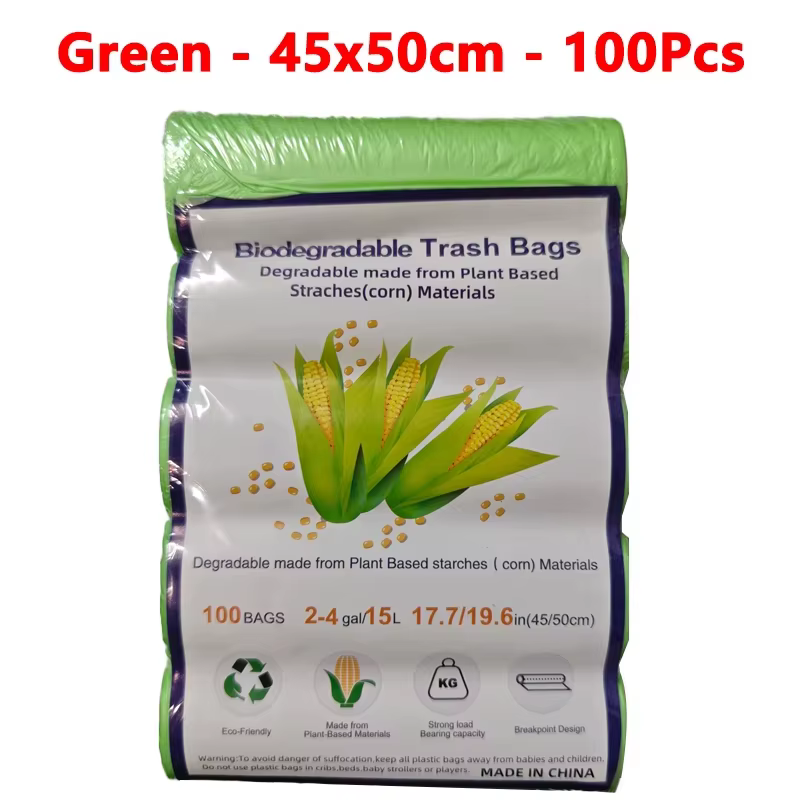 100 sacs poubelles jetables biodégradables et compostables de 2,6 gallons (45 cm x 50 cm) pour la ma