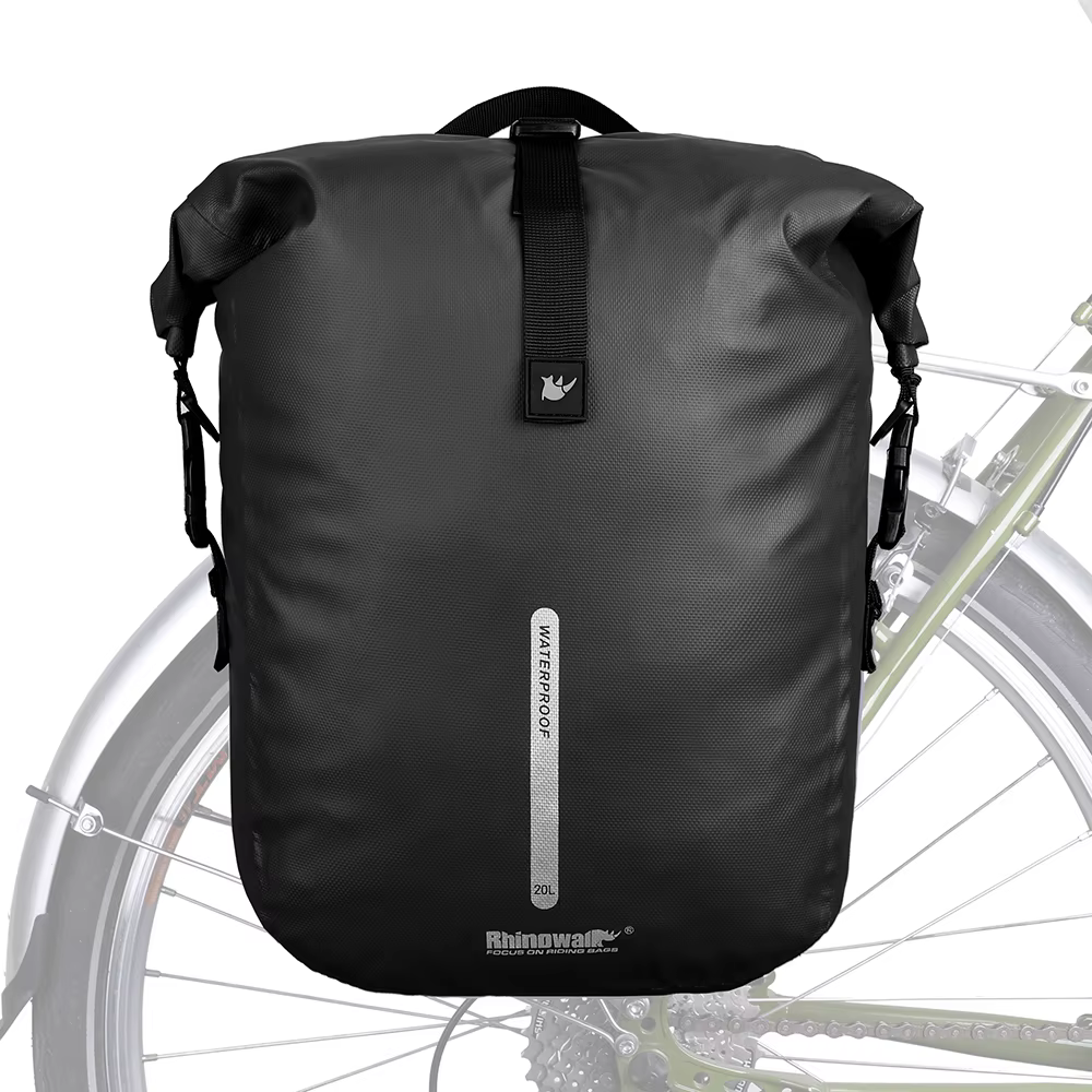 Sacoche de vélo Rhinowalk 20L, imperméable, pour porte-bagages arrière, noire, sac de voyage pour cy
