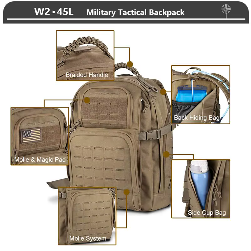 Tactique Sac À Dos 3 Jours Pack D'assaut Molle 38/45L Grand En Plein Air Étanche Randonnée Camping V