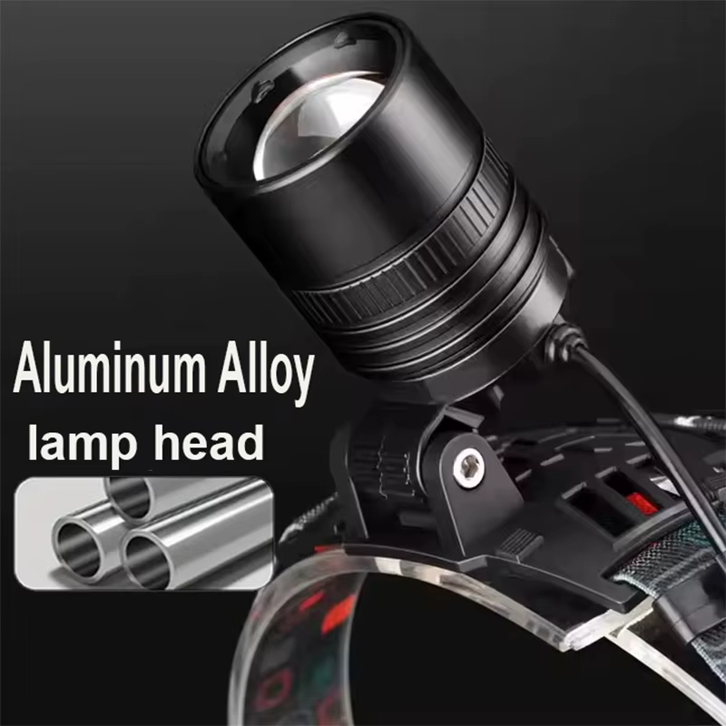 Lampe frontale en alliage d'aluminium Rechargeable par USB lampe frontale Super lumineuse 3 Modes d'