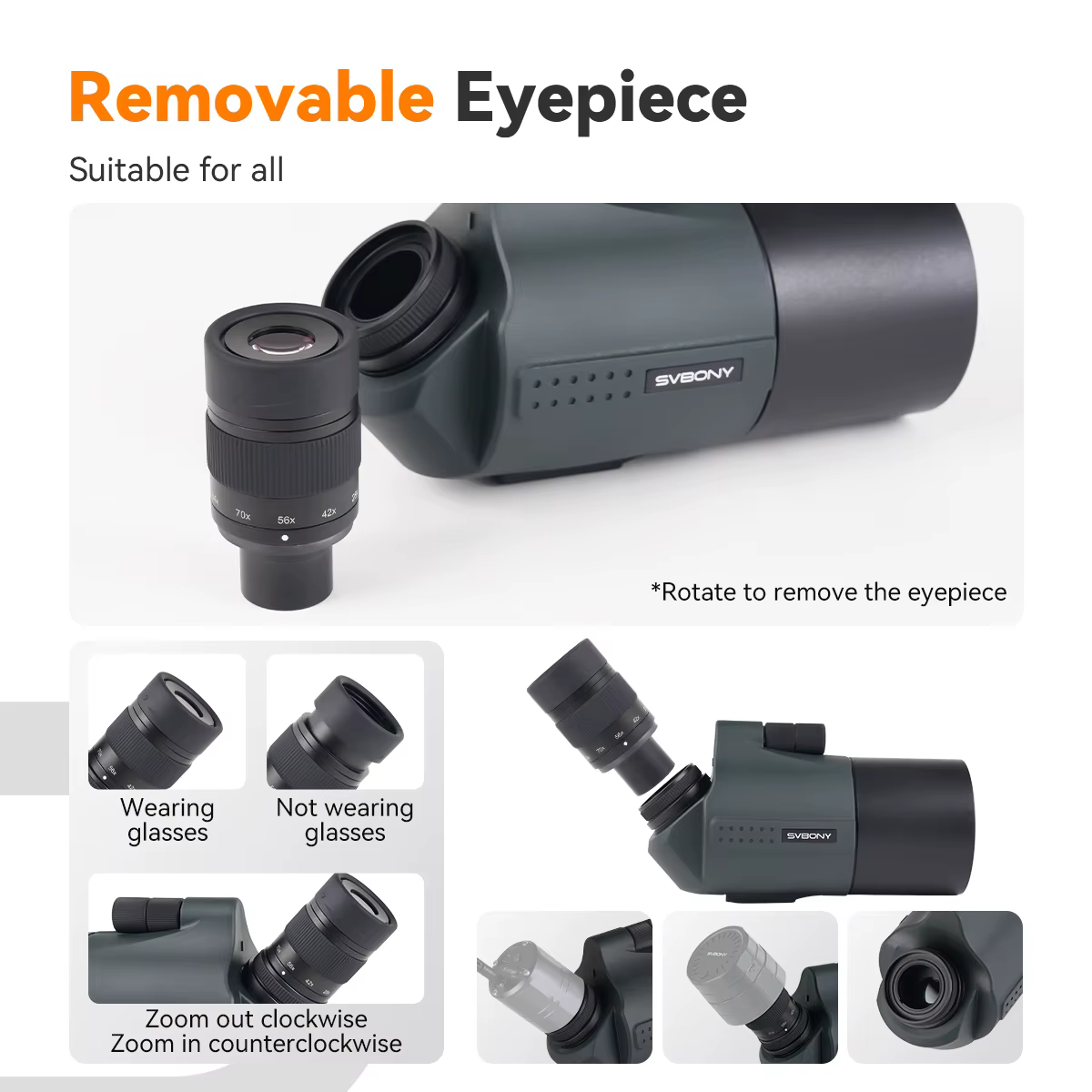 Svbony SV41Pro 28-84x80 Mak longue-vue FMC équipement de Camping étanche pour l'observation des oise
