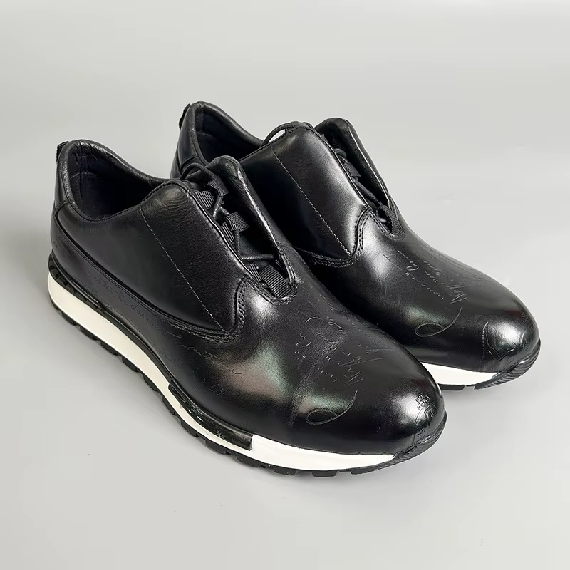 Baskets vintage pour hommes en cuir véritable à lacets, chaussures décontractées confortables pour l