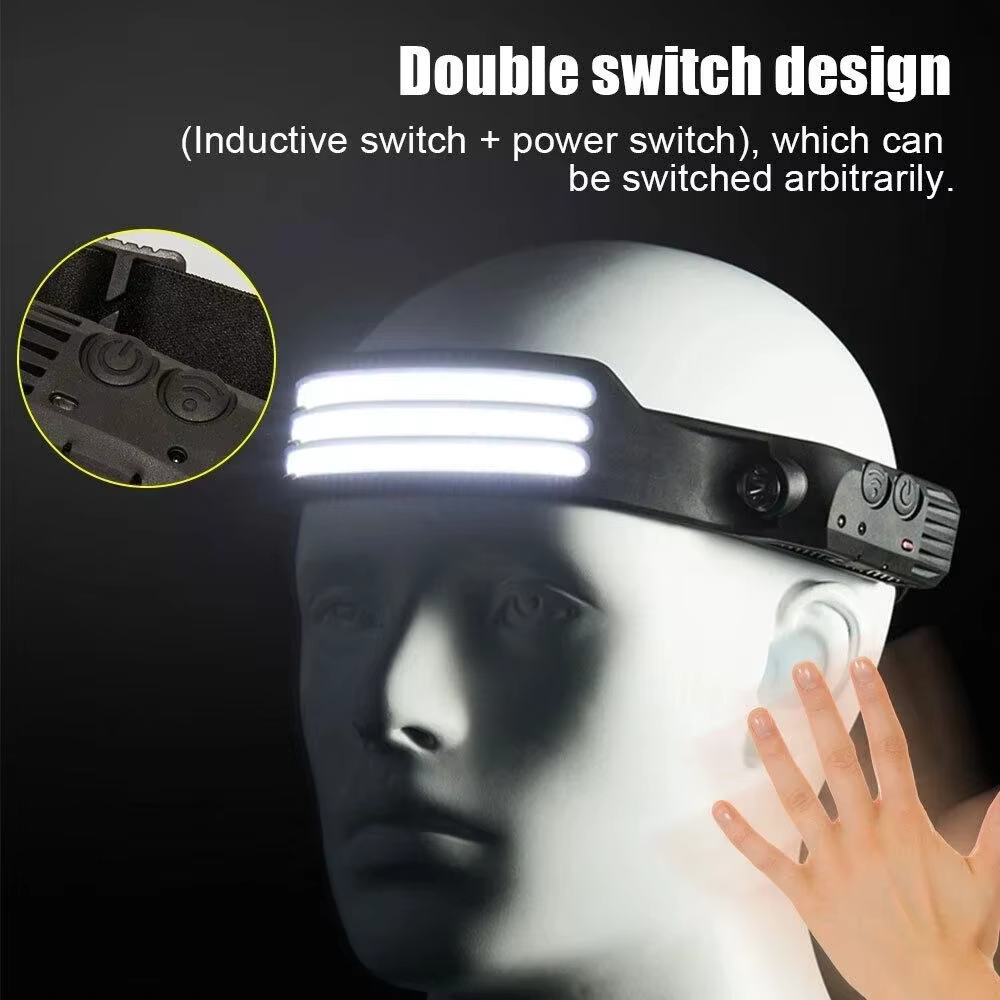Lampe frontale à Induction COB LED capteur lampe frontale batterie intégrée lampe de poche USB Recha