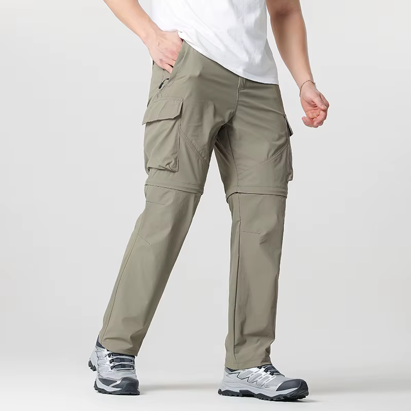 Pantalon convertible de randonnée cargo pour hommes, imperméable, séchage rapide, léger, fermeture é