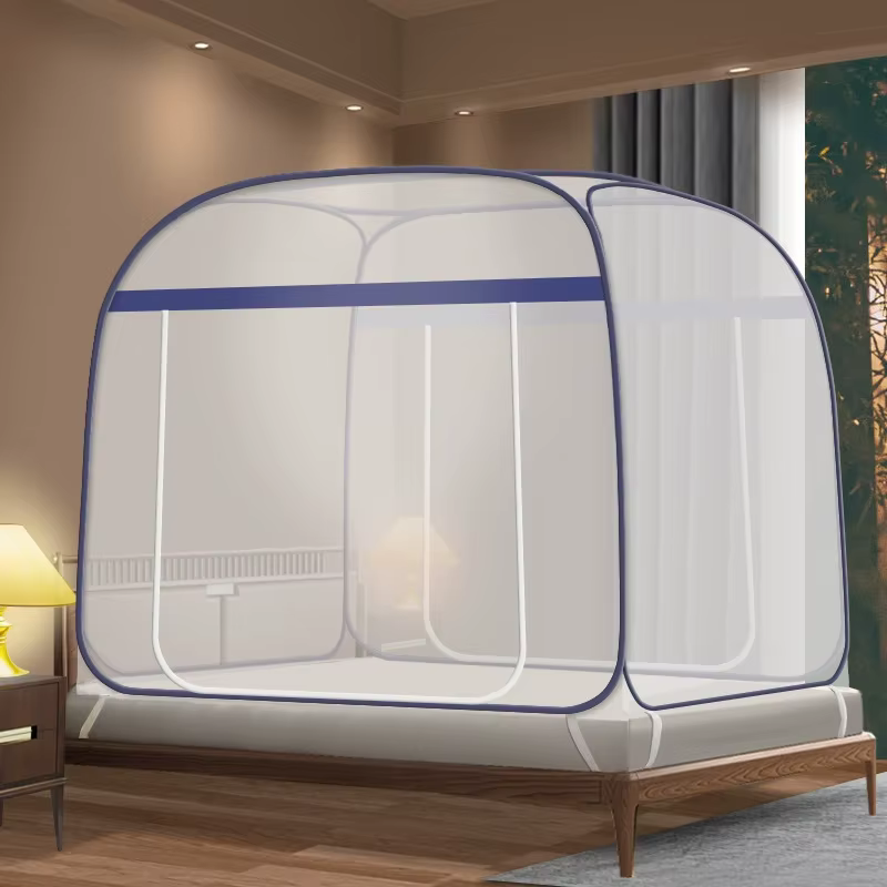Moustiquaire instantanée avec cadre, tissu respirant à mailles fines, baldaquin de lit pliable, anti