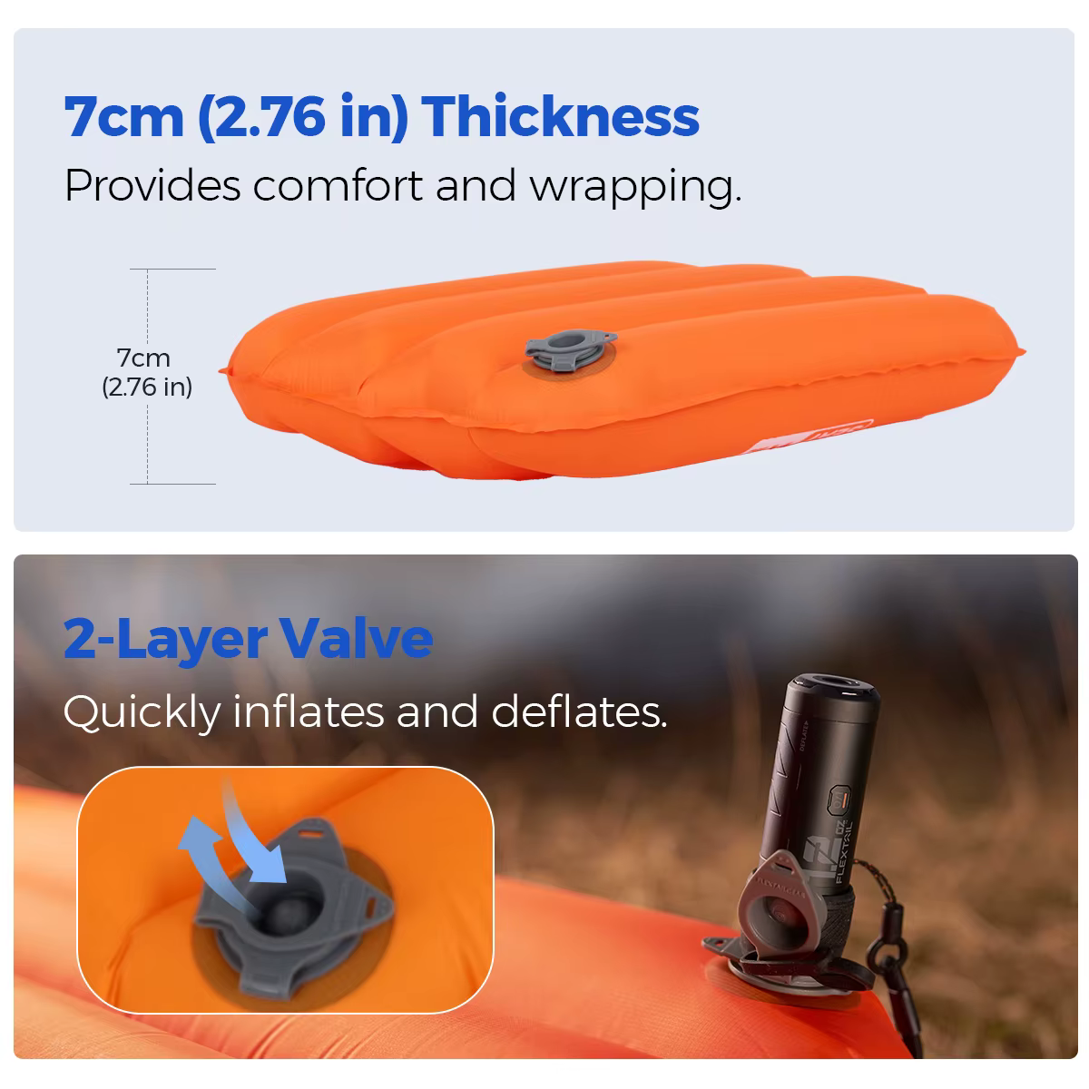 FLEXTAIL ZERO SEAT - Coussin de voyage gonflable ultraléger avec une valeur R de 2,8, coussin de siè