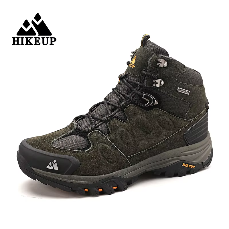 HIKEUP-Bottes de randonnée en daim pour hommes, chaussures de plein air à lacets, bottes de sport ch