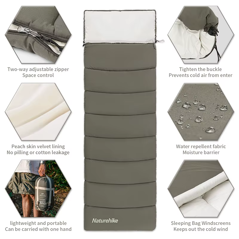 Natureifa-Sac de couchage en coton ultraléger LD, camping, hiver, été, épissable, 2 en 1, double