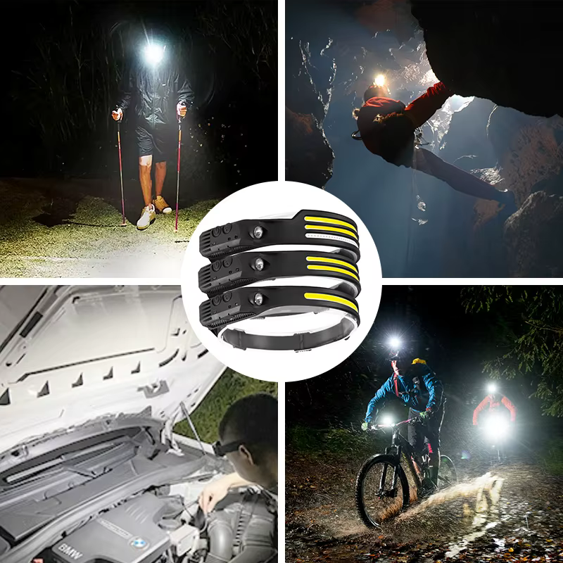 COB LED capteur lampe frontale lampe frontale à Induction batterie intégrée lampe de poche USB Recha