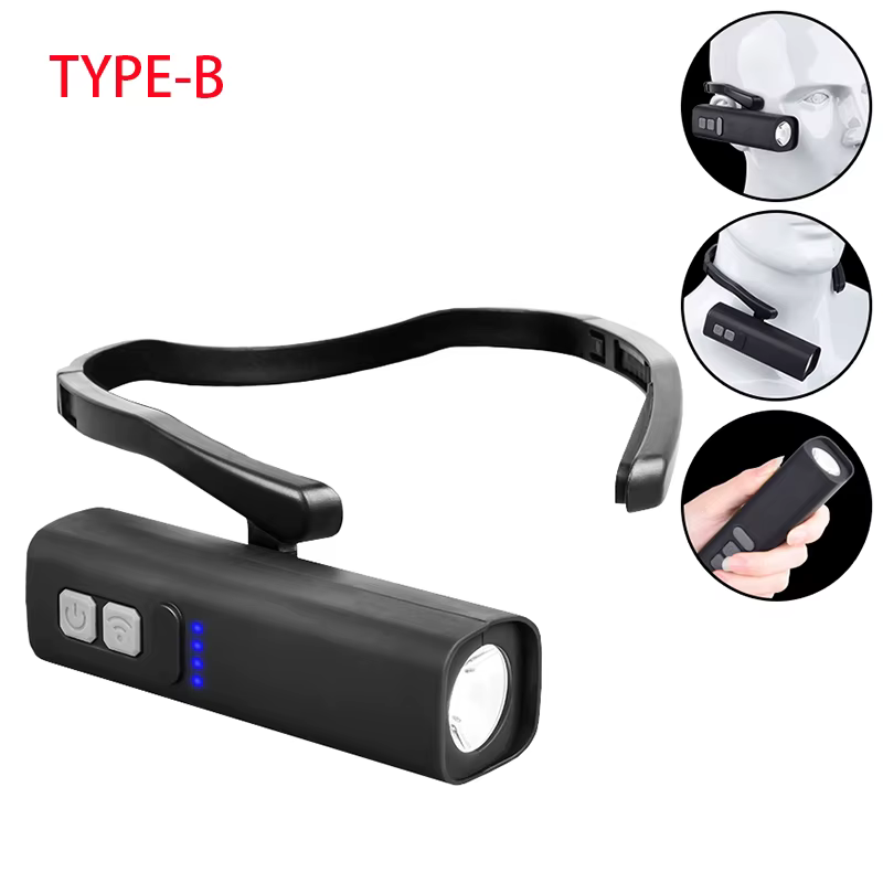 Nouvelle lampe frontale à fixation auriculaire 2025, 1000 lumens, avec capteur de mouvement LED, 3 m