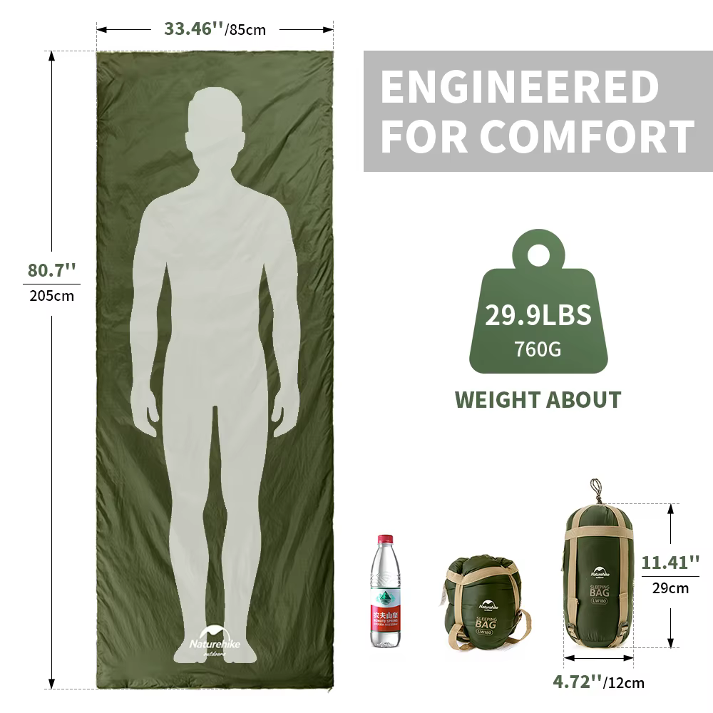 Naturehike lw180 sac de couchage ultraléger coton sac de couchage printemps été sac de couchage en p