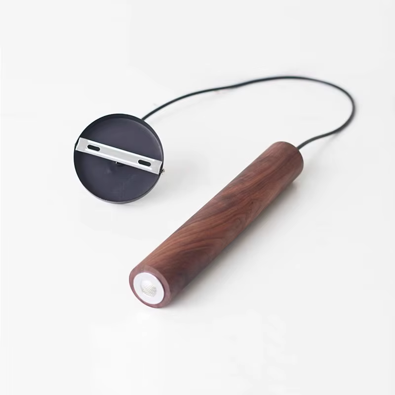 Lampe LED suspendue en noyer, design simpliste, luminaire décoratif d'intérieur, idéal pour un salon