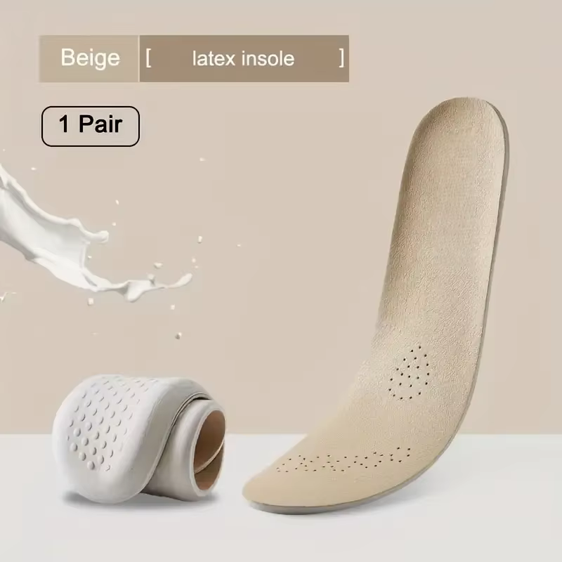 Semelles intérieures de sport en cuir et Latex, en cuir de vache, pour chaussures, Support de voûte 