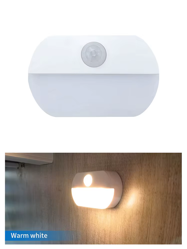 Détecteur de mouvement LED veilleuse alimenté par batterie lampe de nuit intérieure pour chambre mur
