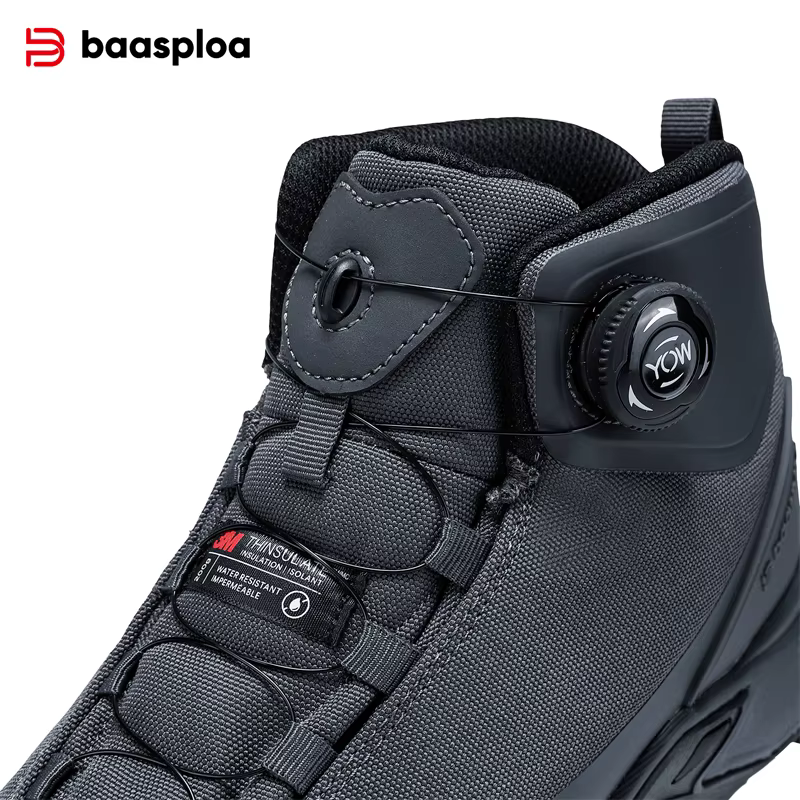 Baasploa hommes chaussures de randonnée anti éclaboussures eau bouton rotatif baskets d'extérieur no