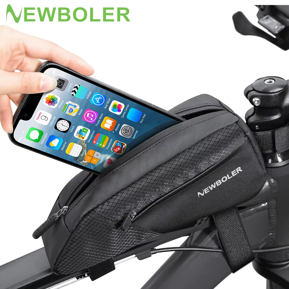 NEWBOLER sac de vélo 1.2L cadre Portable Tube avant sac de cyclisme vtt route vélo sacoche grande ca
