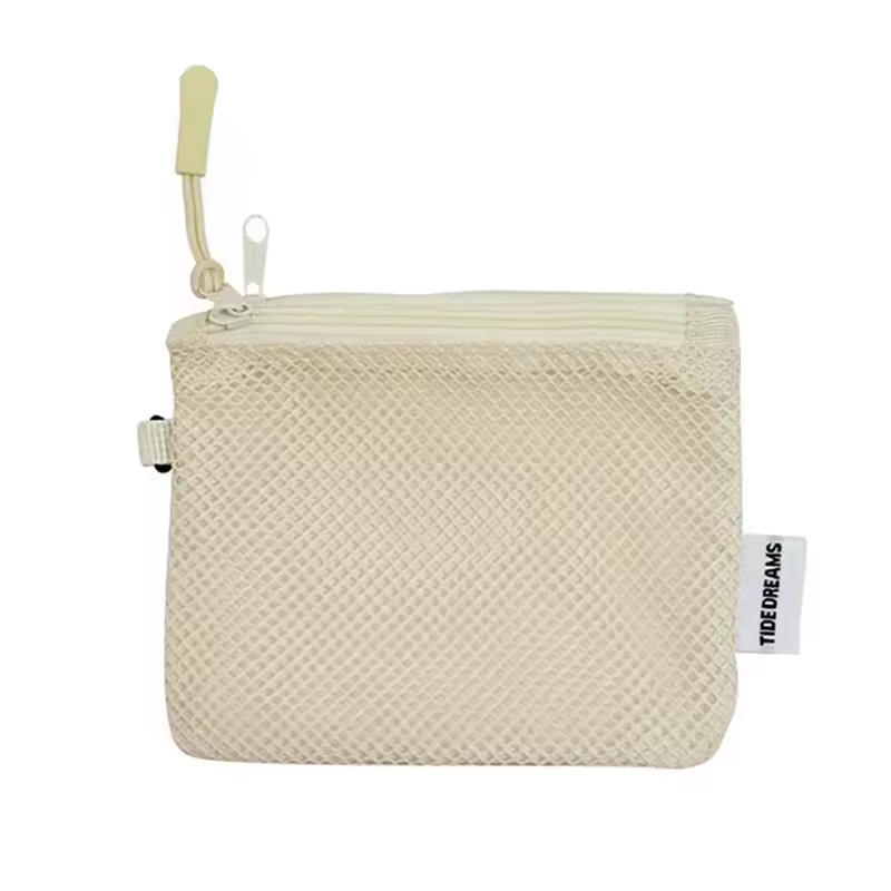 Sacs de rangement en maille double couche, trousse de maquillage portable de voyage avec fermeture é