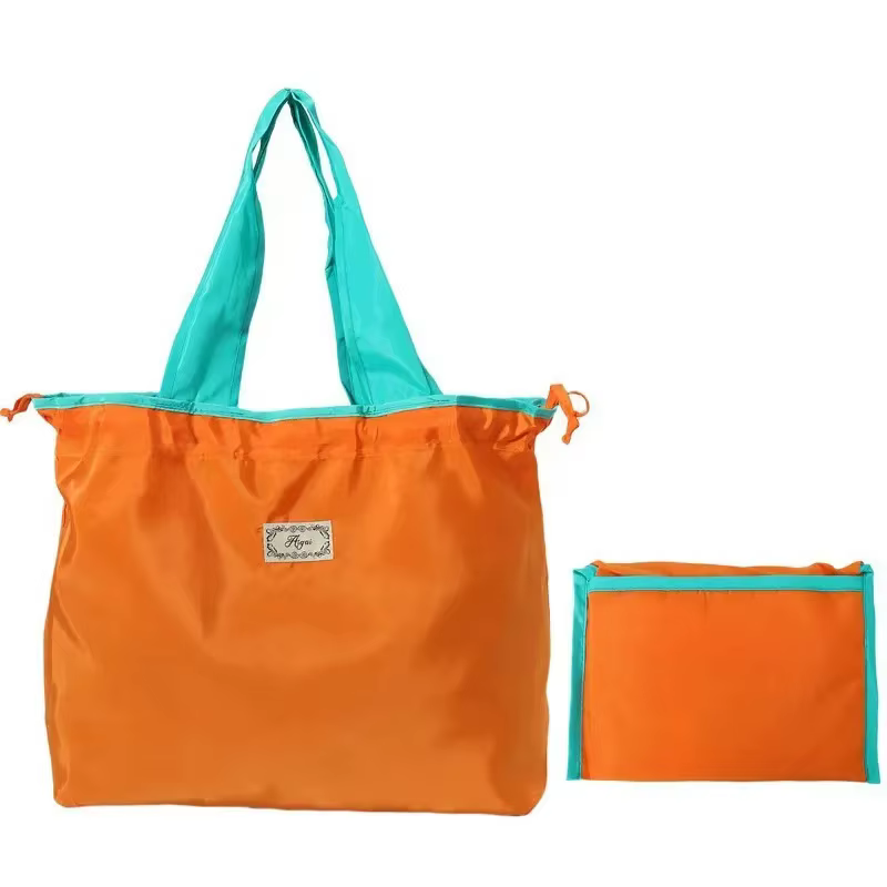 Sac de courses réutilisable, sac de rangement écologique pliable de grande capacité avec cordon de s