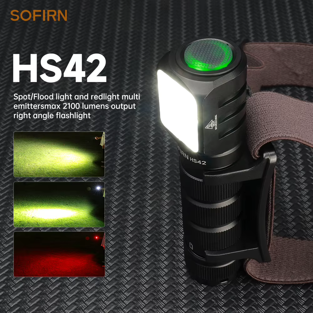 Lampe frontale SOFIRN HS42 2100lm 18650 EDC USB C rechargeable, lampe torche LED SST40 avec aimant p