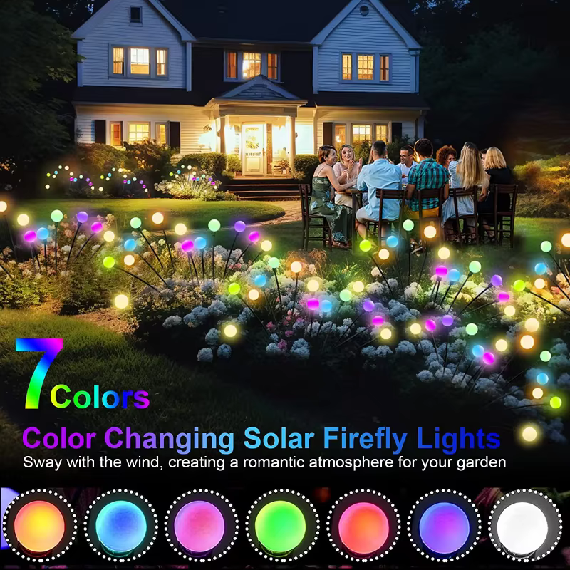 Paquet de 12 lumières solaires LED extérieures étanche Starburst solaire luciole lumières lampe de p