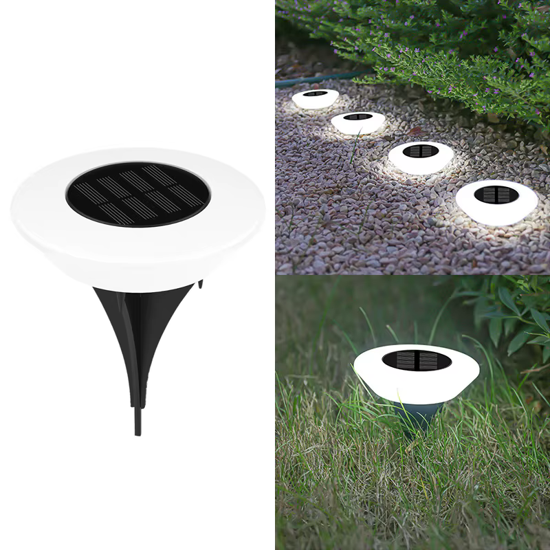 Paquet de 1/4 lumières au sol solaires, lumière de paysage extérieure étanche 14LED, lampe de pelous