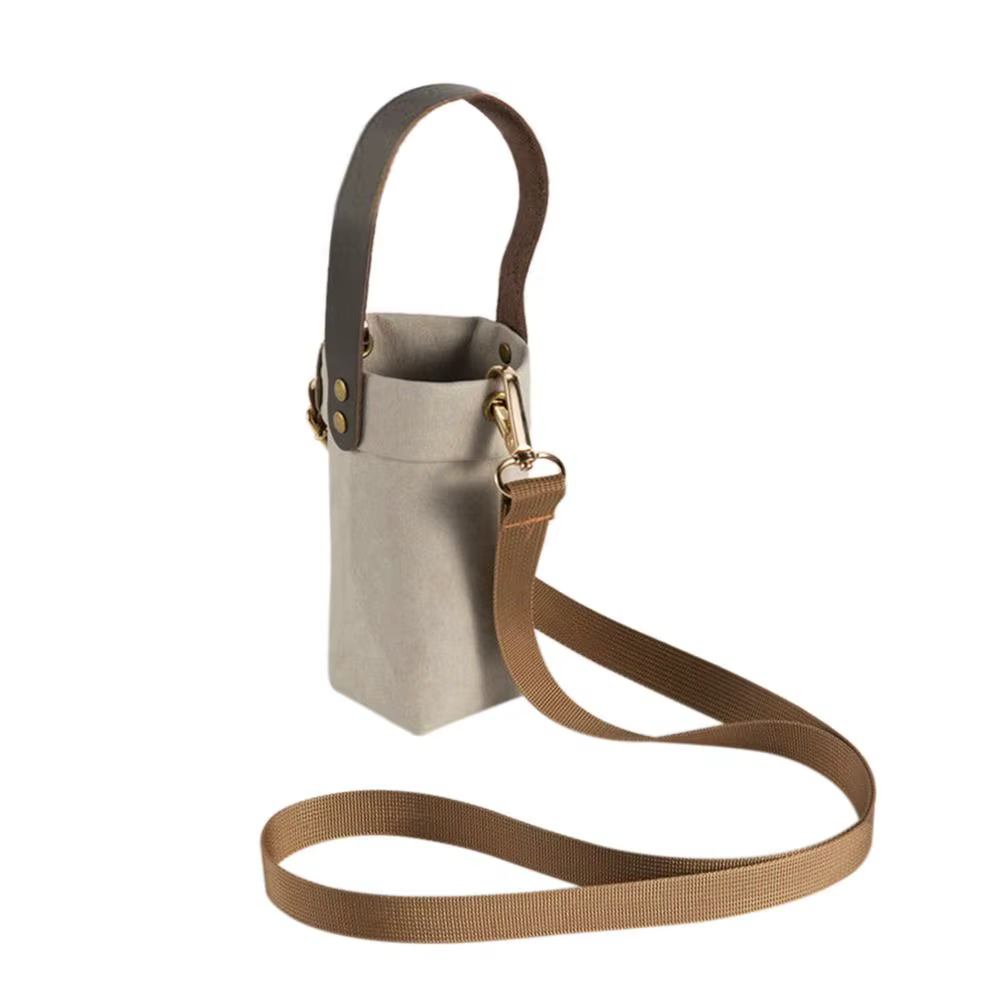 Sac de couverture de bouteille d'eau, pochette en papier Kraft lavable, porte-pochette d'eau, sangle