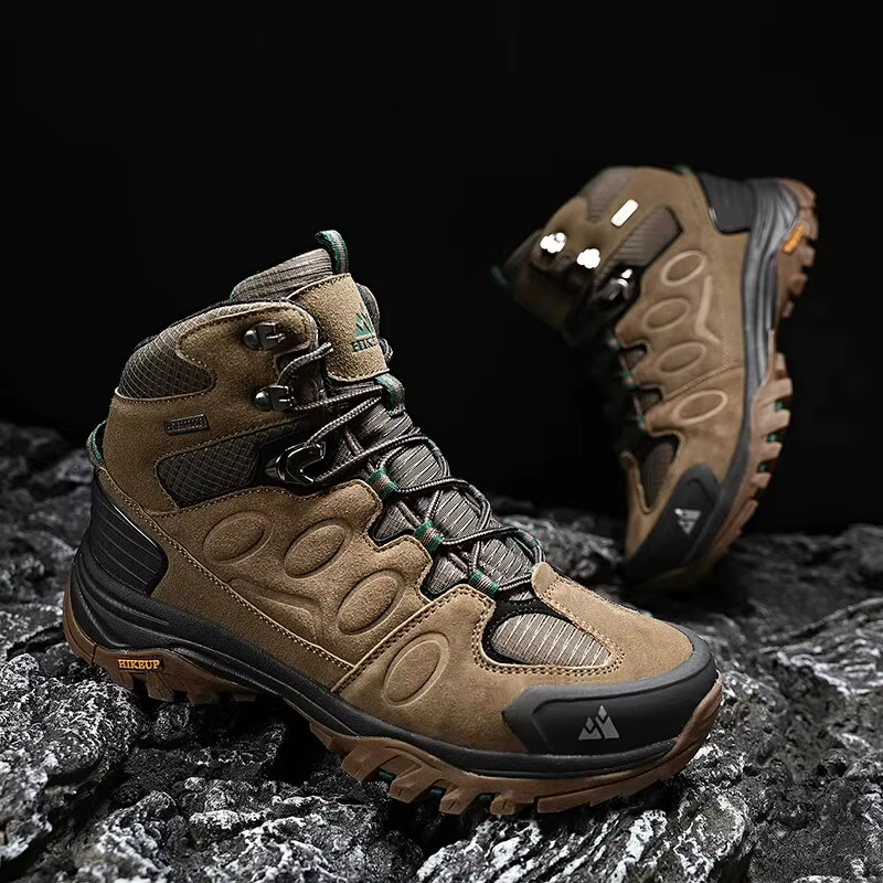 HIKEUP-Bottes de randonnée en daim pour hommes, chaussures de plein air à lacets, bottes de sport ch