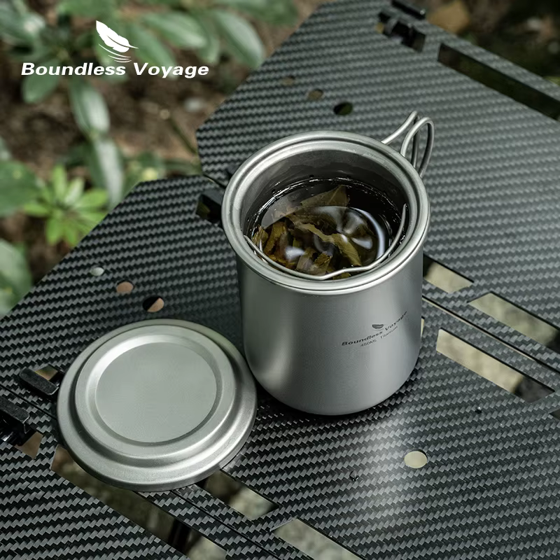 Boundless Voyage-Tasse en Titane avec Filtre, Tasse à Café, Thé, Portable, observateur, Camping en P