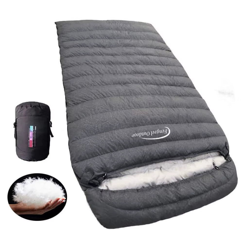 Camping en plein air, style momie, sac de couchage double, rembourrage 93% duvet de canard 2000g, ép