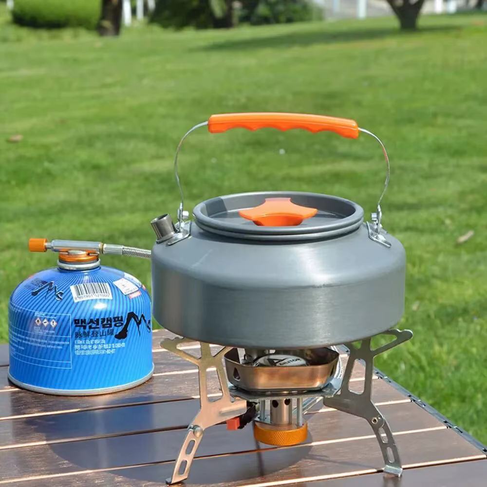 Bouilloire de camping légère en alliage d'aluminium, théière pour le tourisme en plein air, ustensil