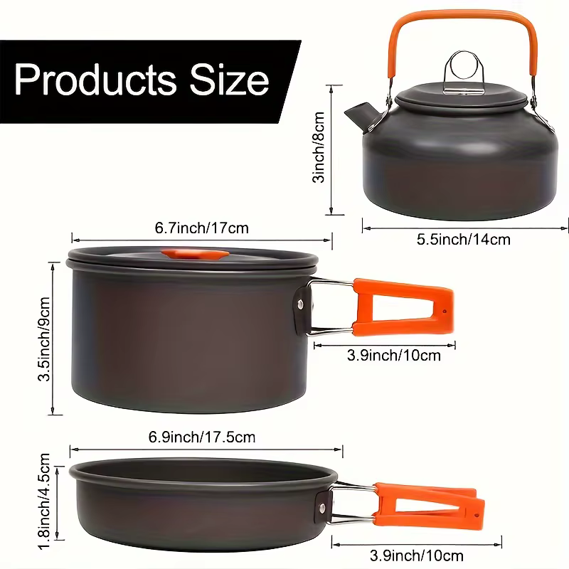 Ensemble de cuisine en alliage d'aluminium ultra-léger, durable et portable pour l'extérieur, rangem