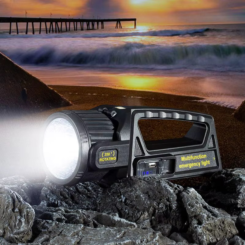 P50 Solaire De Charge Portable Puissant LED Lampe de Poche De Poche Projecteur USB Rechargeable Étan