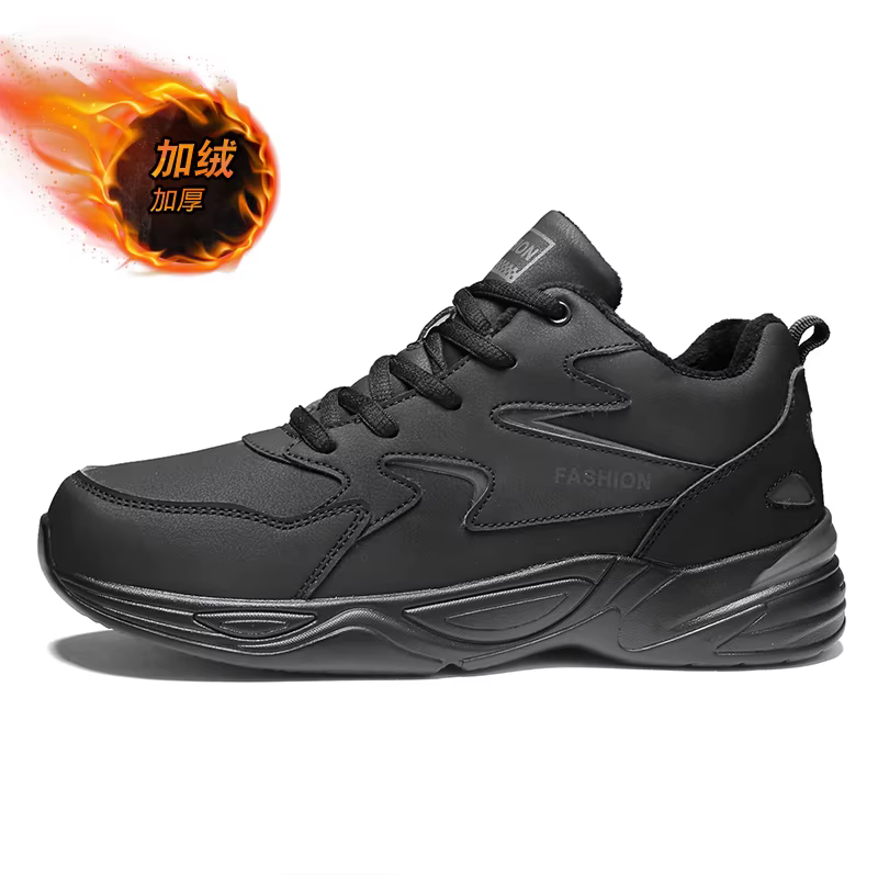 Baskets en peluche coordonnantes imperméables pour hommes, chaussures de tennis pour hommes, pantouf