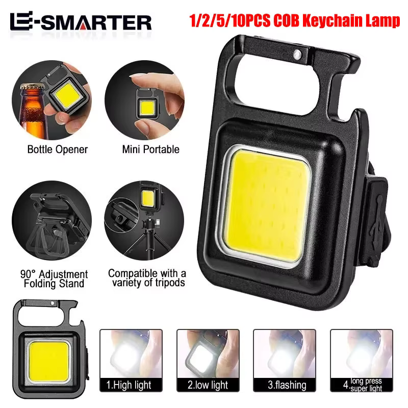 Lampe de poche COB Mini lampe porte-clés portable 4 éclairage torche EDC extérieur étanche d'urgence