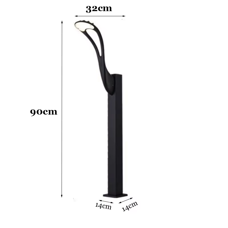 Lampadaire d'extérieur étanche à mât haut pour cour, parc, jardin, villa, 0,9 mètre