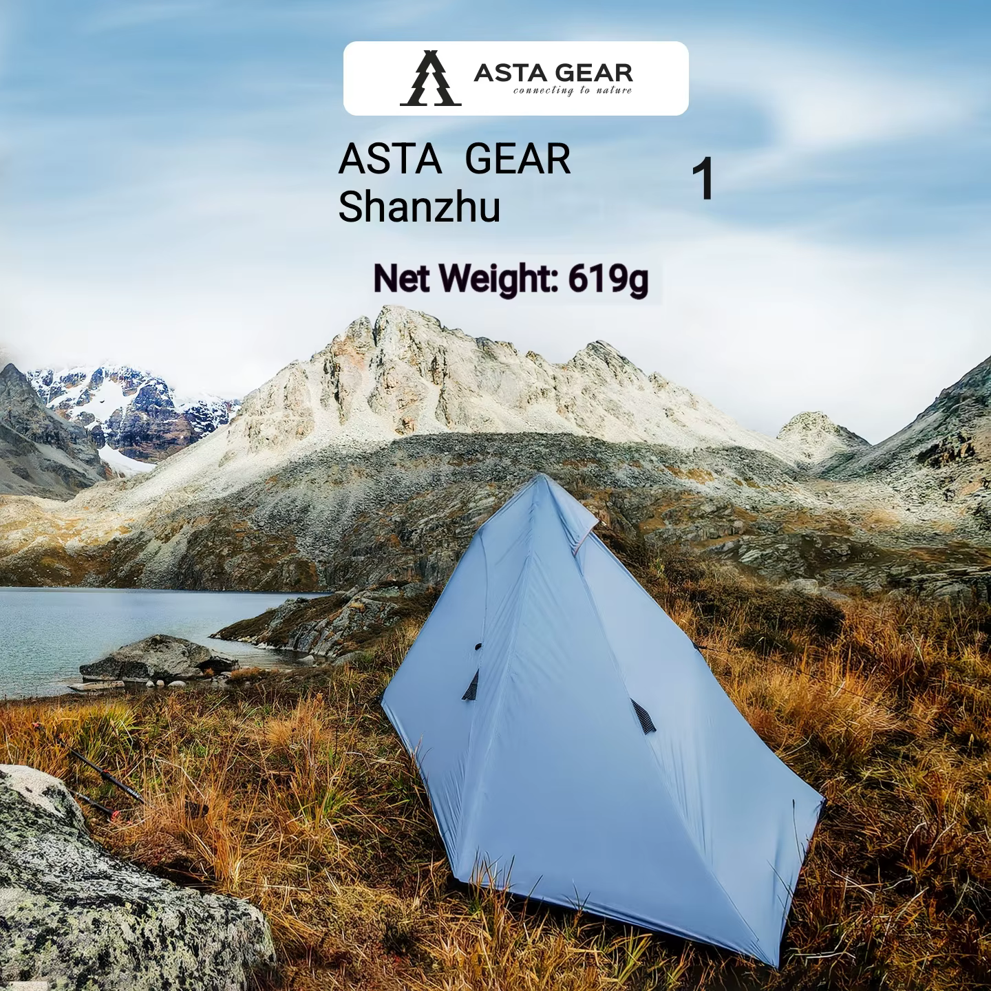 Tente pyramidale Astagear Shanzhu 1 : tente de camping extérieure ultra légère pour une seule person