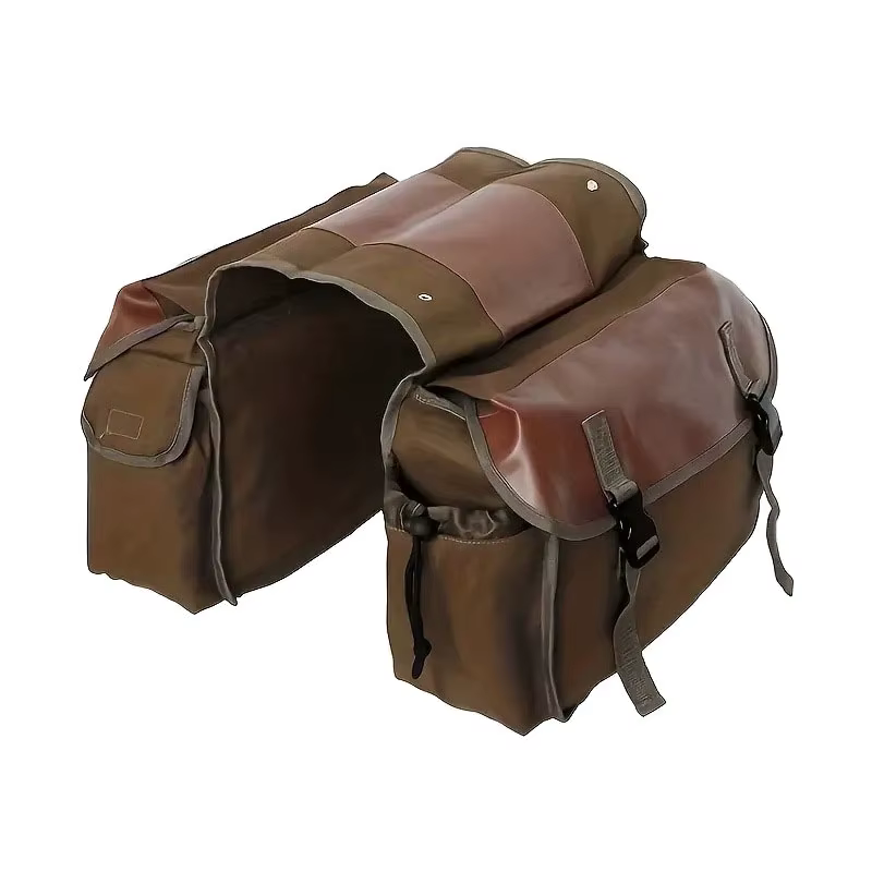Sac de moto rétro en toile résistante à l'usure, cuir PU, grande capacité, rangement Double face, sa