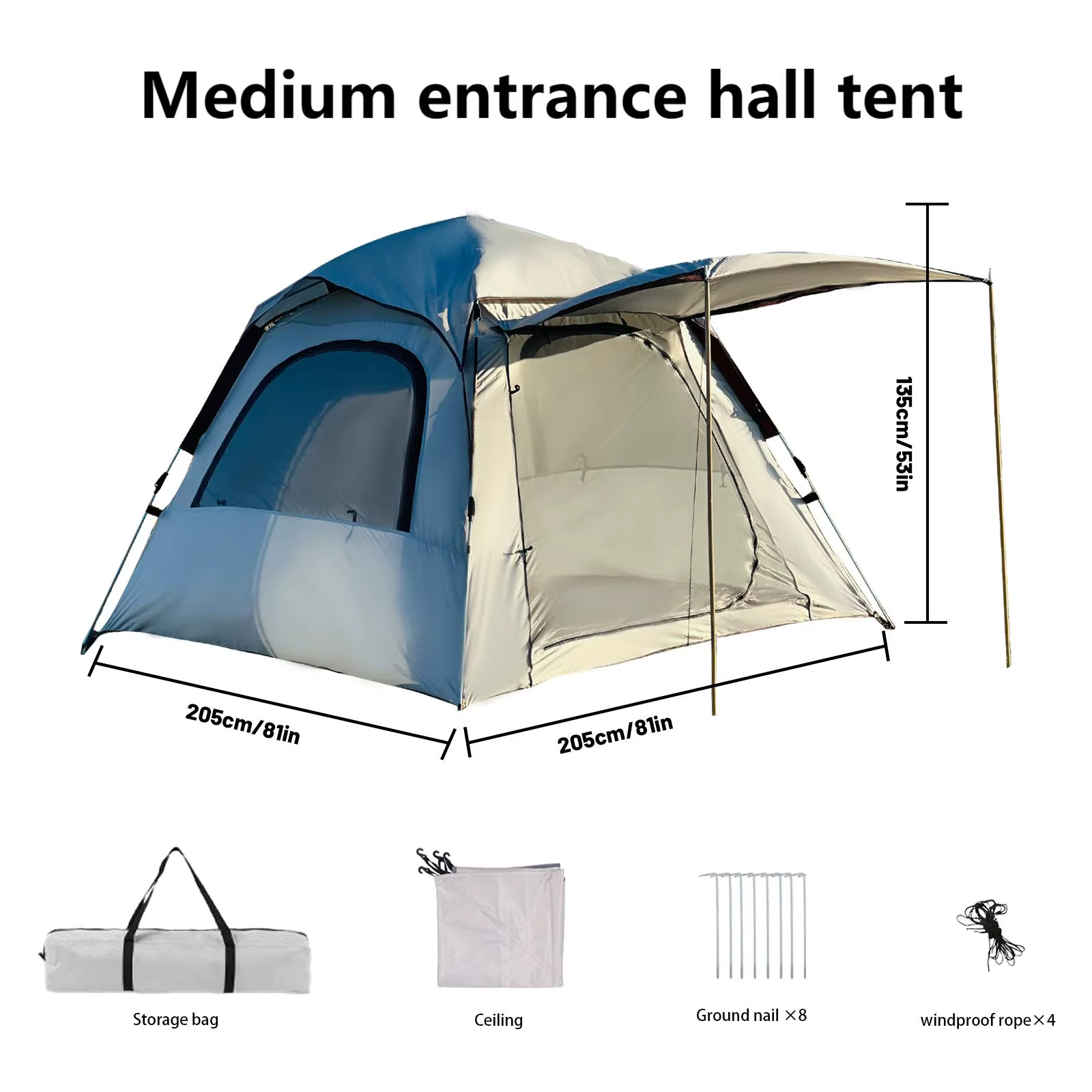 Tente pop-up de camping en plein air pour 2 à 3 personnes, imperméable, coupe-vent et imperméable, m