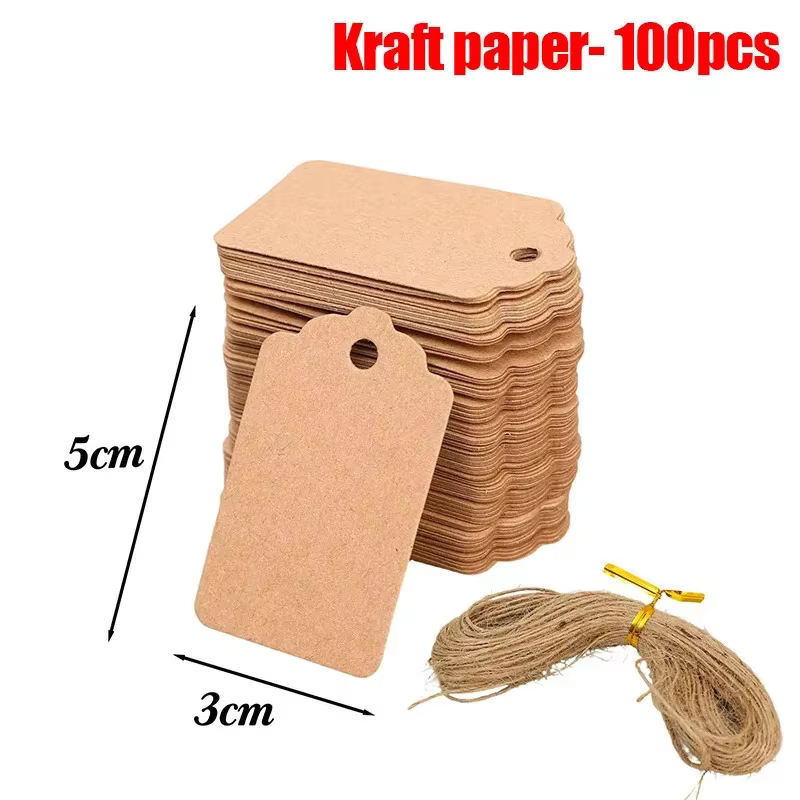 Mini étiquettes en papier Kraft en forme de T, 5x3cm, avec trous de ficelle, carte de Message, cadea