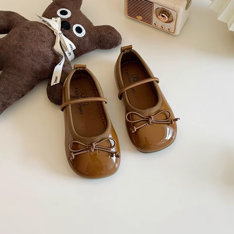 Petites chaussures Mary à enfiler pour filles, version coréenne, semelle souple, nœud, essence, prin