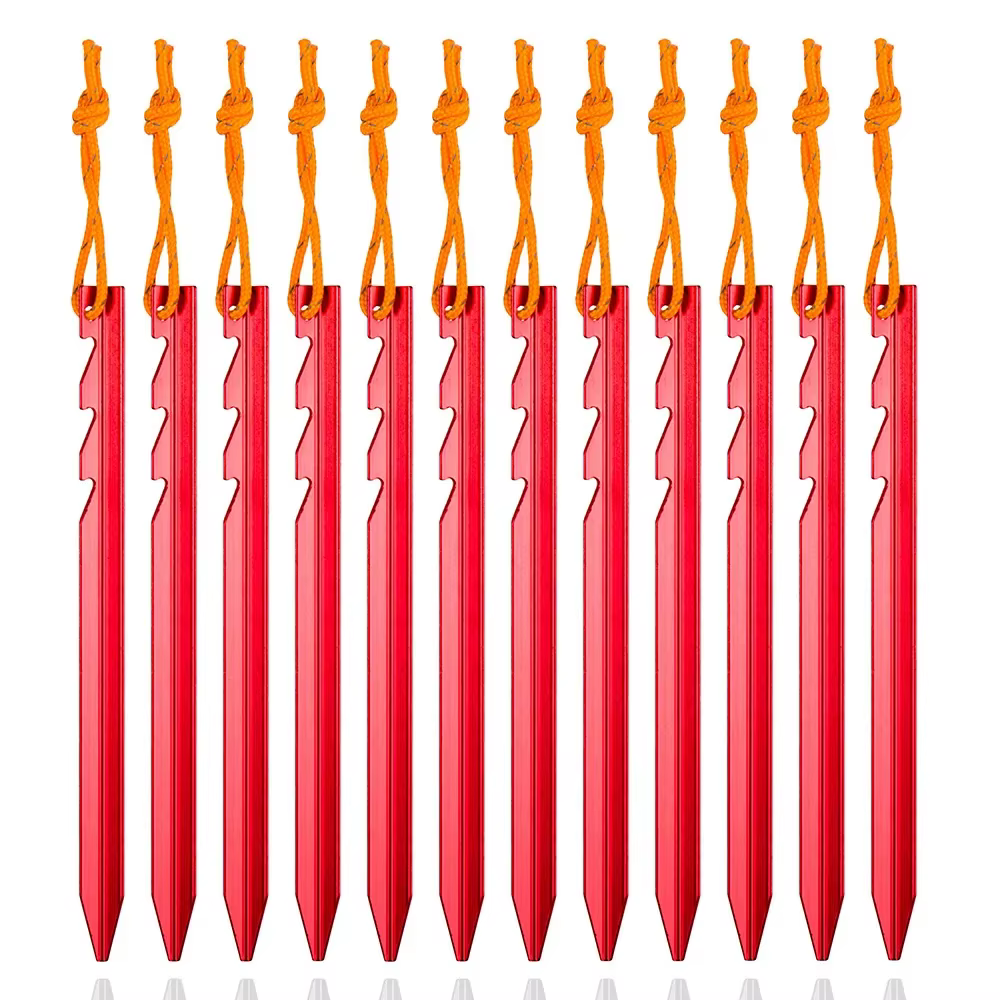 Piquets de tente en alliage d'aluminium de 18cm, 12 pièces/lot, piquets robustes pour voyage en plei