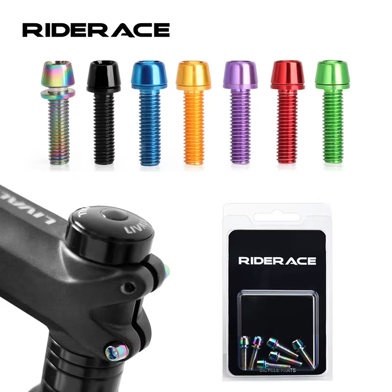 6 pièces/ensemble vis de guidon de vélo en acier allié coloré plaqué titane M5 * 18MM vtt vélo poign