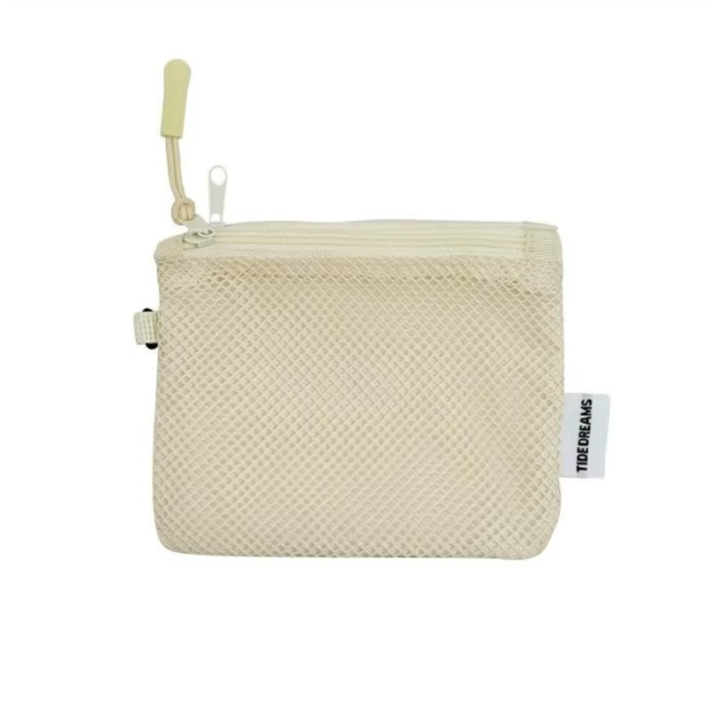 Sac de rangement portable en maille double couche, sac de toilette pour la maison et les voyages, or