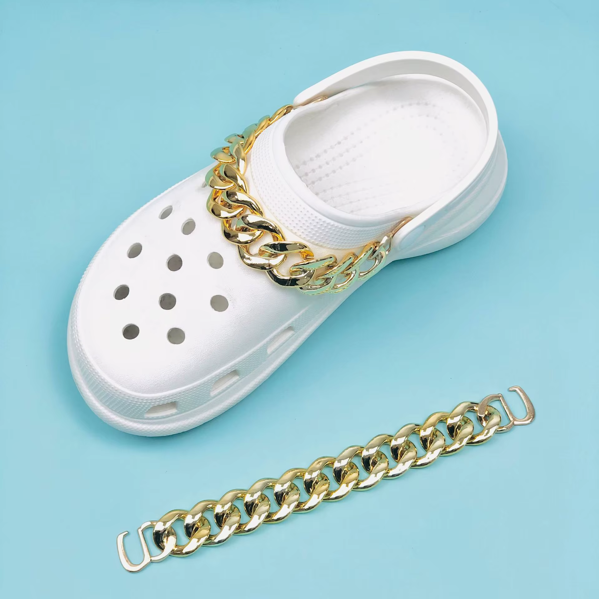 Breloques de chaussures en dentelle de chaîne pour enfants, or rose, noir, accessoires pour sabots d