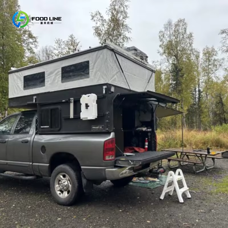Tente de toit rigide pliable pour pick-up, avec parois rigides en aluminium alvéolé et toit surélevé